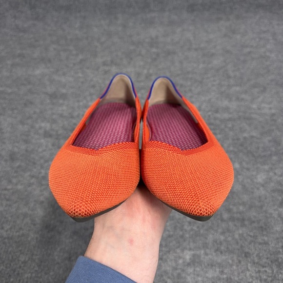 Rothy's The Point Persimmon Flats Women 11 Flame Orange Knit Pointed Toe *INSOLE - Picture 3 of 10